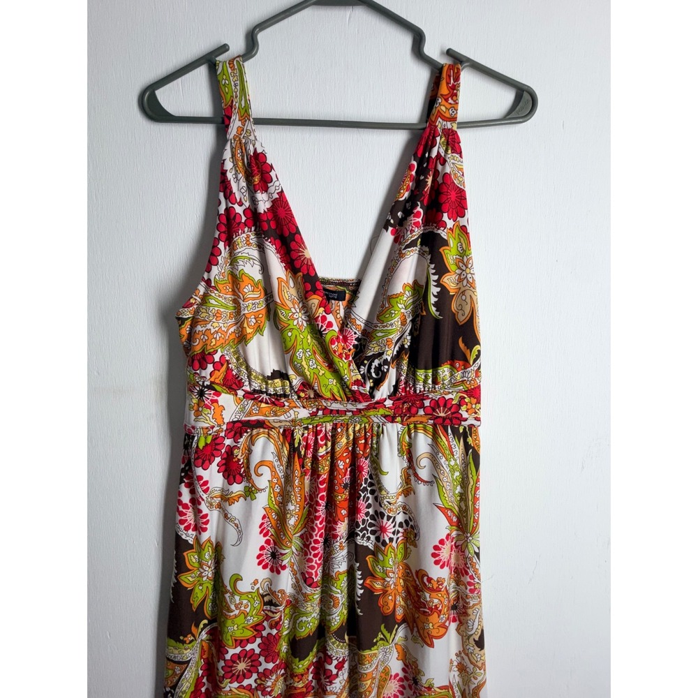 New Directions Petite PXL Paisley Floral Maxi Dress Sleeveless V-Neck Stretch